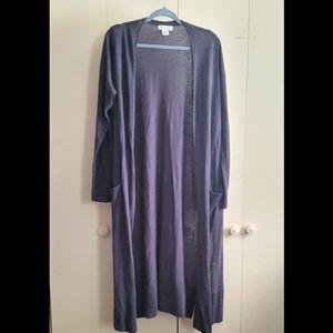 Linen blend cardigan duster